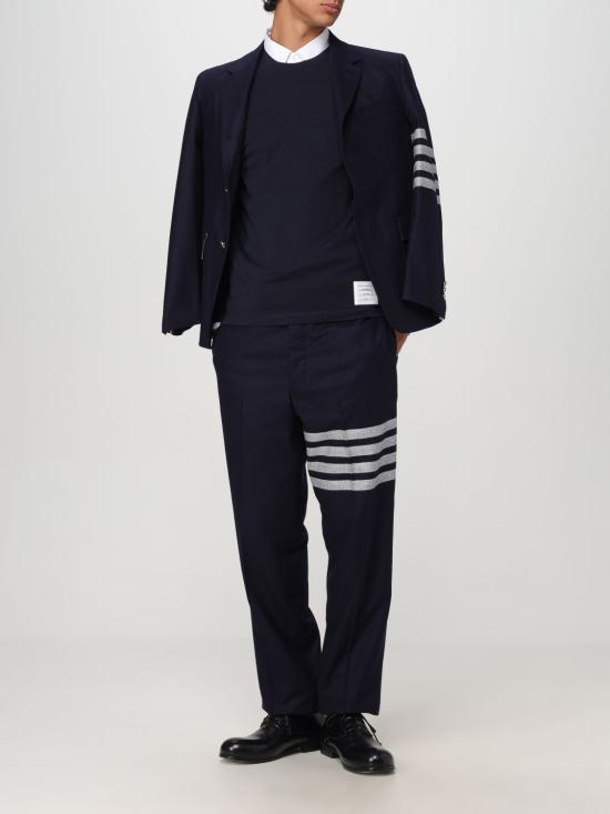 THOM BROWNE Round Neck Knit Sweater for Men MJS218A J0149 415 NAVY DOM