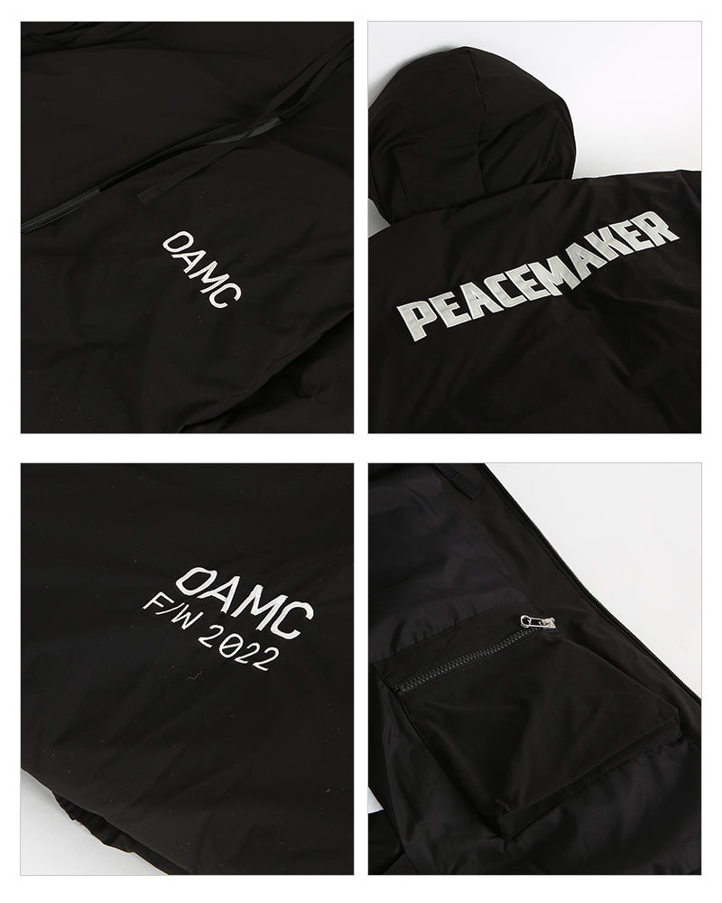 OAMC Men's Logo Print Hooded Puffer Jacket 28OAU63 TESBA032 001