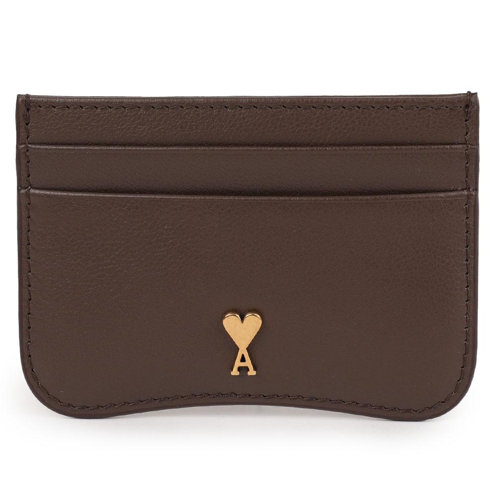 AMI Small Heart Logo Leather Card Holder Red