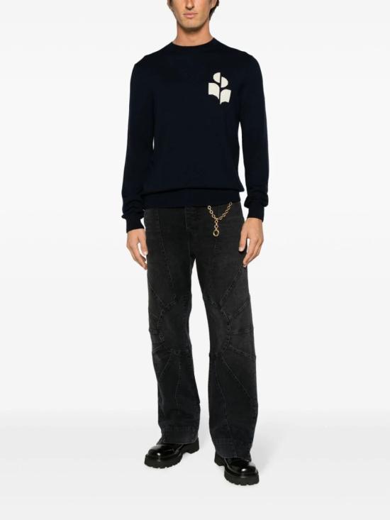 Isabel Marant Midnight Blue Wool Crewneck Knit Sweater for Me PU0051HAA1L04H30MI