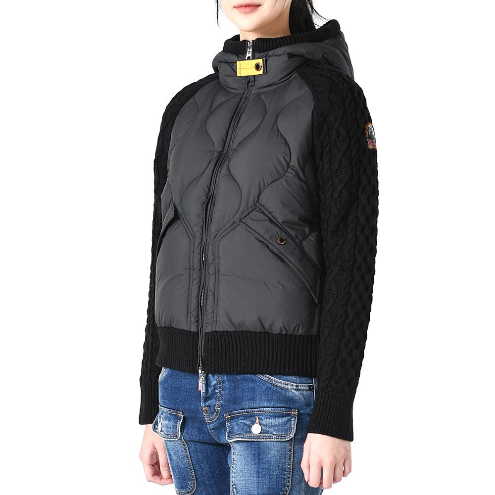 Parajumpers Knit Mix Padded Hooded Zip Jacket Black