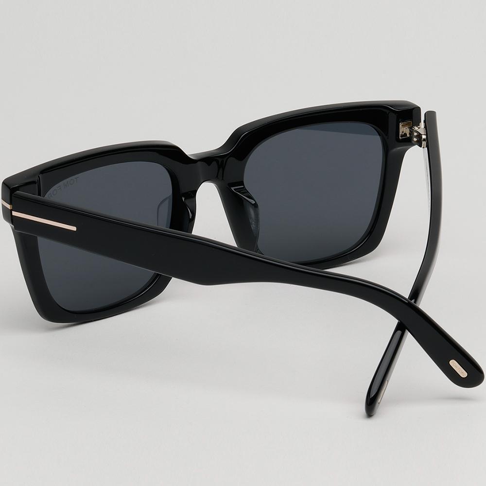 TOM FORD Black Bold Square Acetate Sunglasses Asian Fit Unisex TF1162K 01A