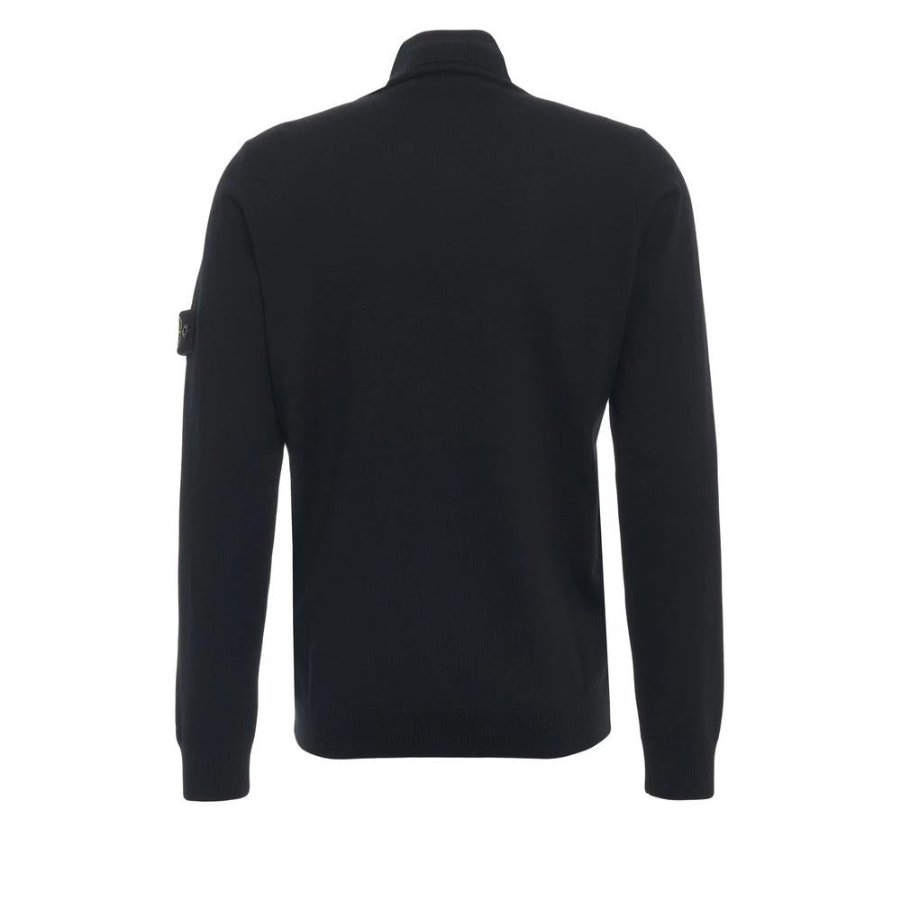 STONE ISLAND Men’s Turtleneck Knit Sweater with Logo Patch Black