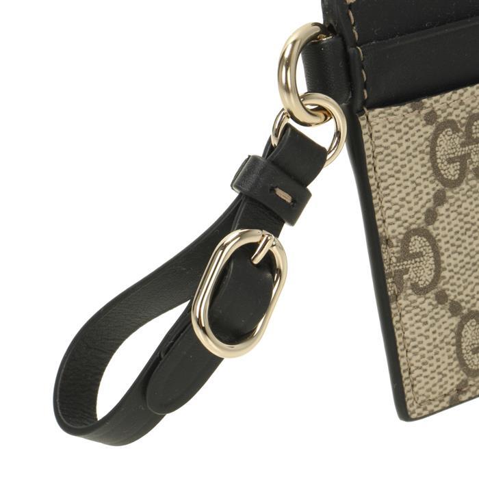GUCCI GG Emblem Strap Card Case Wallet Ivory Leather