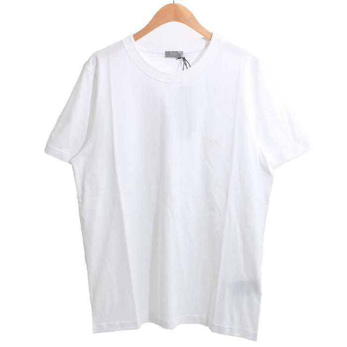 DIOR MEN Embroidered Logo Short Sleeve T-Shirt White