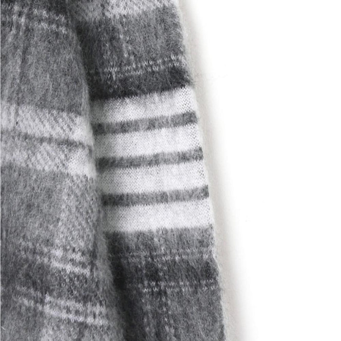 THOM BROWNE Tartan Mohair Check 4-Bar Crewneck Pullover Knit Sweater