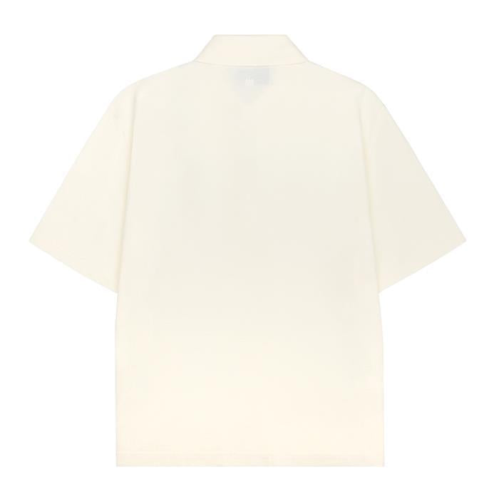 AMI Heart Logo Knit Patch Short Sleeve Polo T-Shirt