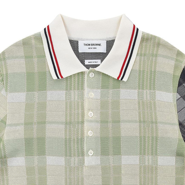 THOM BROWNE Fun Mix Check Jacquard Polo Shirt for Men