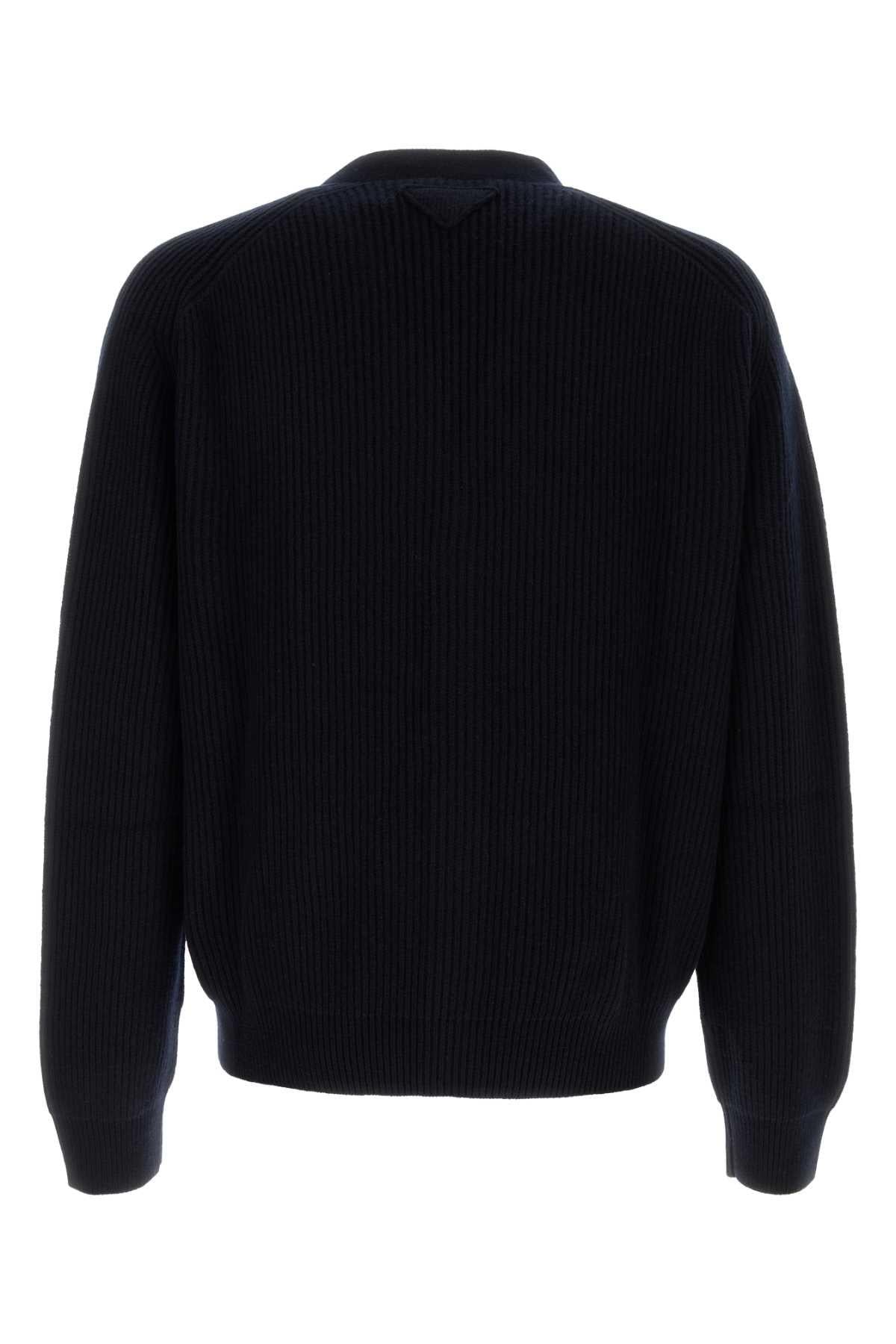 PRADA Black Wool Knit Cardigan for Men