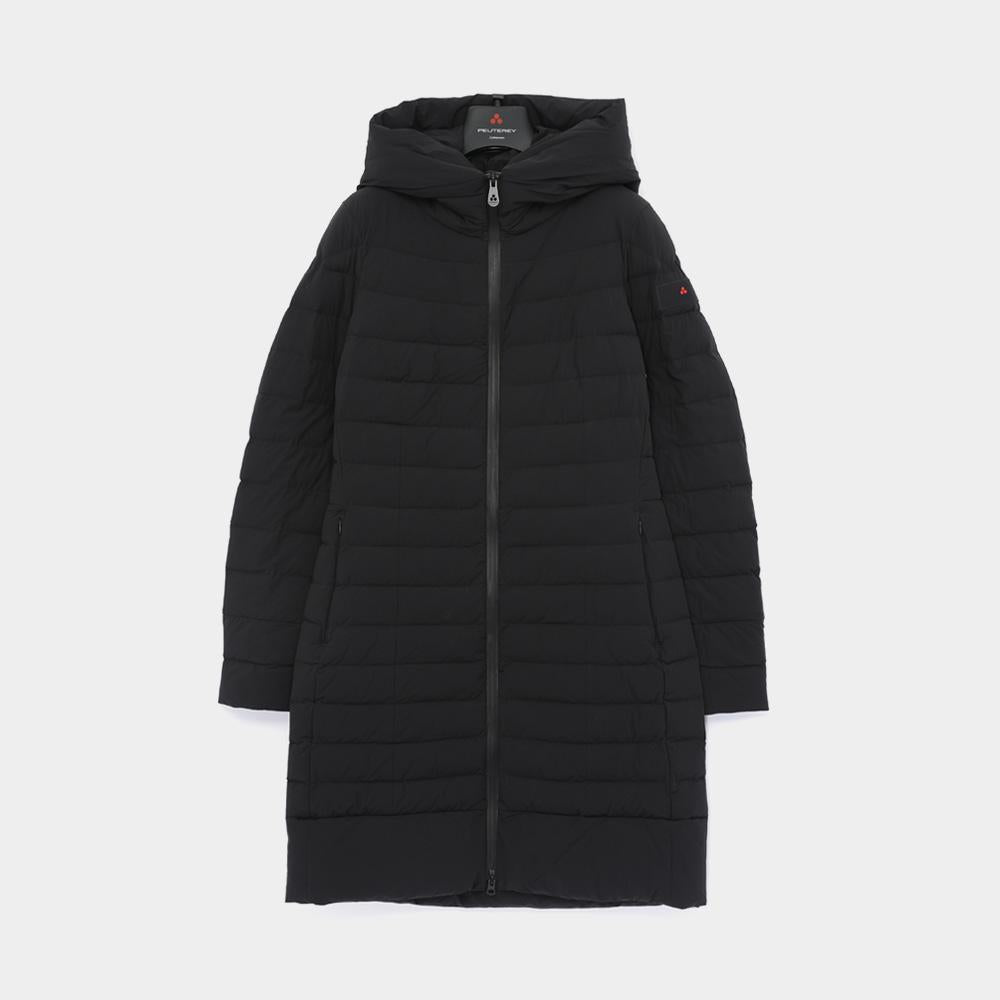Peuterey Hooded Long Down Puffer Jacket for Women Patch Log PED5418 01180662 NER
