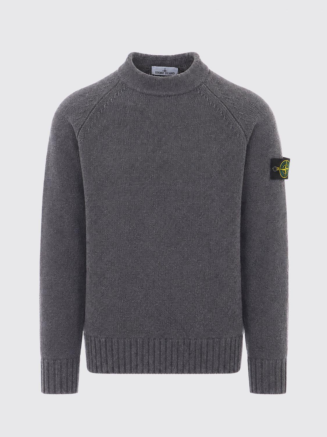 STONE ISLAND Wool Round Neck Knit Sweater Navy Men