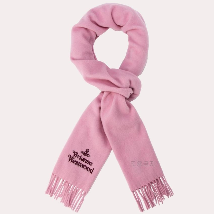 Vivienne Westwood Pink Scarf with Wine Logo Wool Muffler Uni 81030007 W00Q7 G401