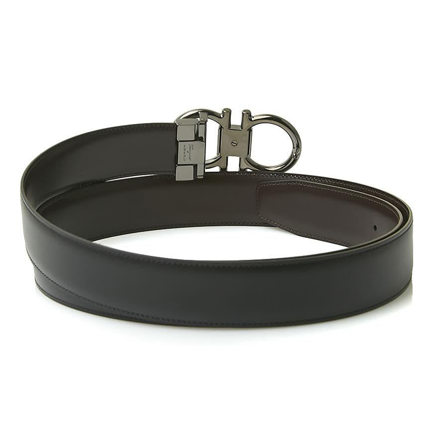 Ferragamo Men’s Adjustable Gancini Leather Belt 67 9938 NERO HICKORY 0694531