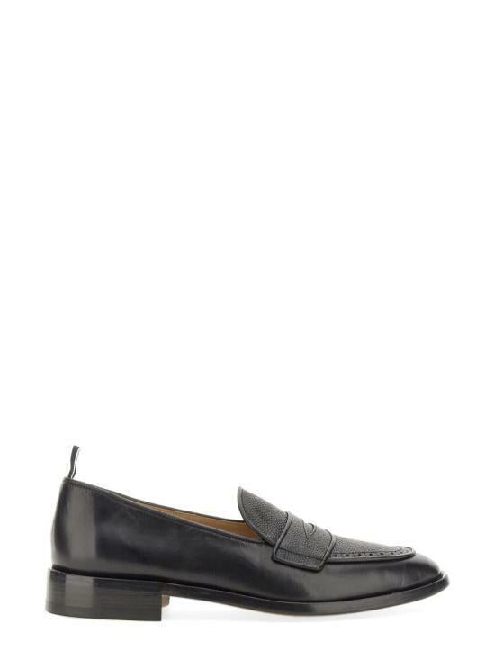 THOM BROWNE RWB Tab Vitello Calf Leather Flexible Sole Penny Loafers