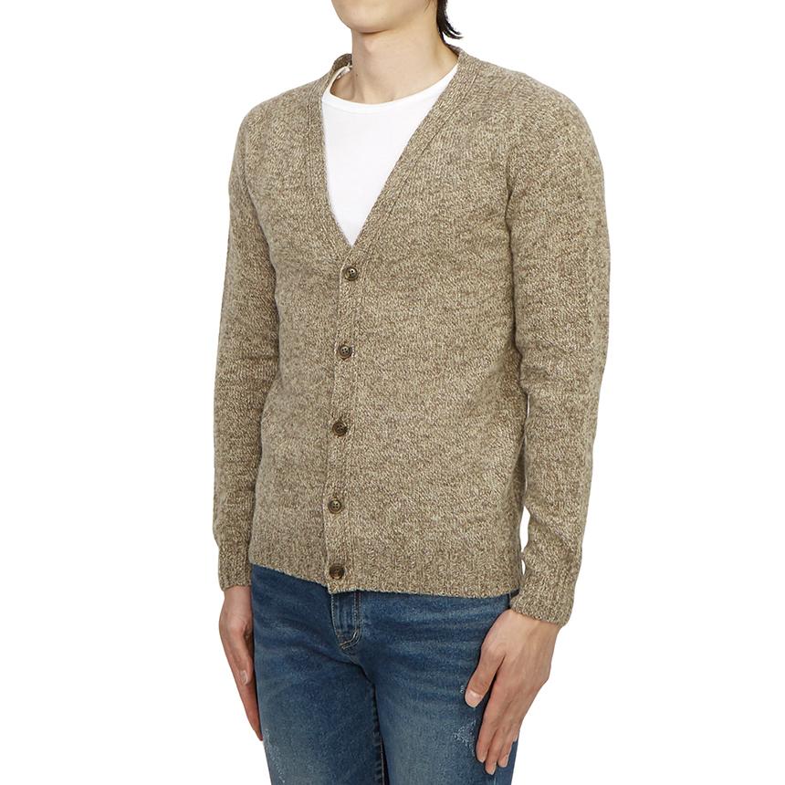 Harley OF SCOTLAND Mushroom Wool Knit Cardigan Men