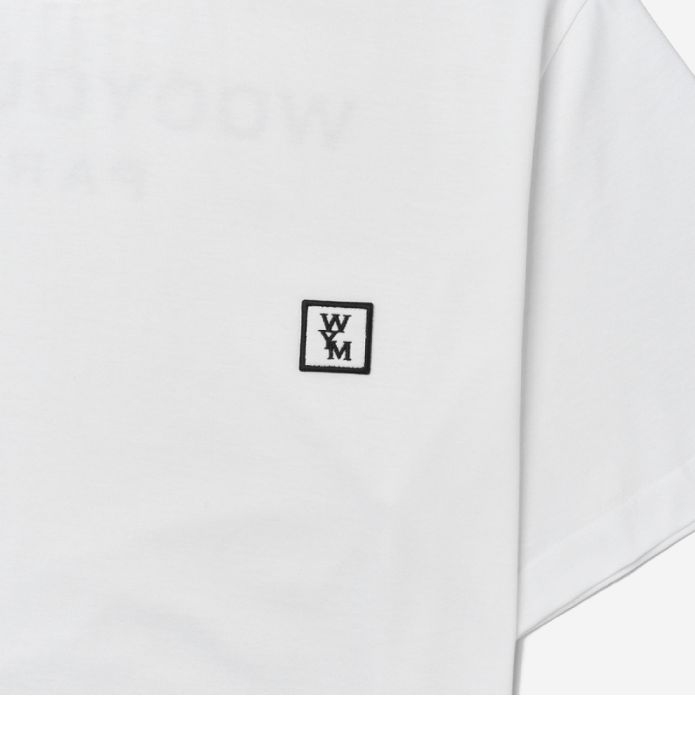 WOOYOUNGMI Cotton Back Logo T-Shirt White Short Sleeve Men's