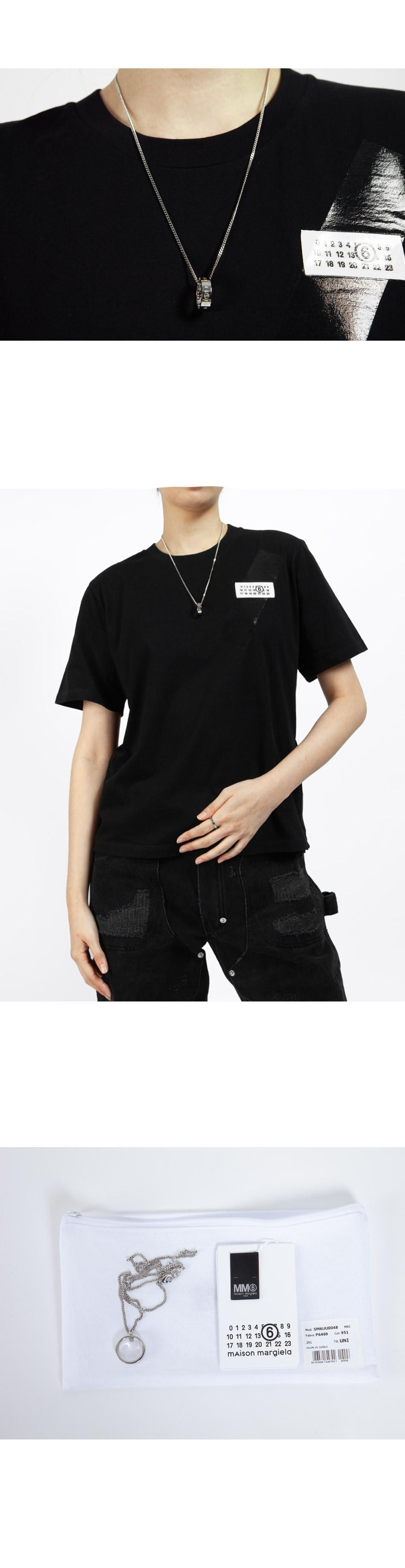MM6 Unisex Number Logo Ring Pendant Chain Necklace SM6UU0048 P6469 951