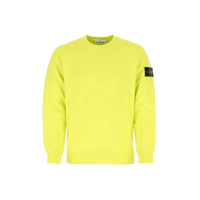 STONE ISLAND Neon Green Woven Patch Crewneck Sweatshirt for Men