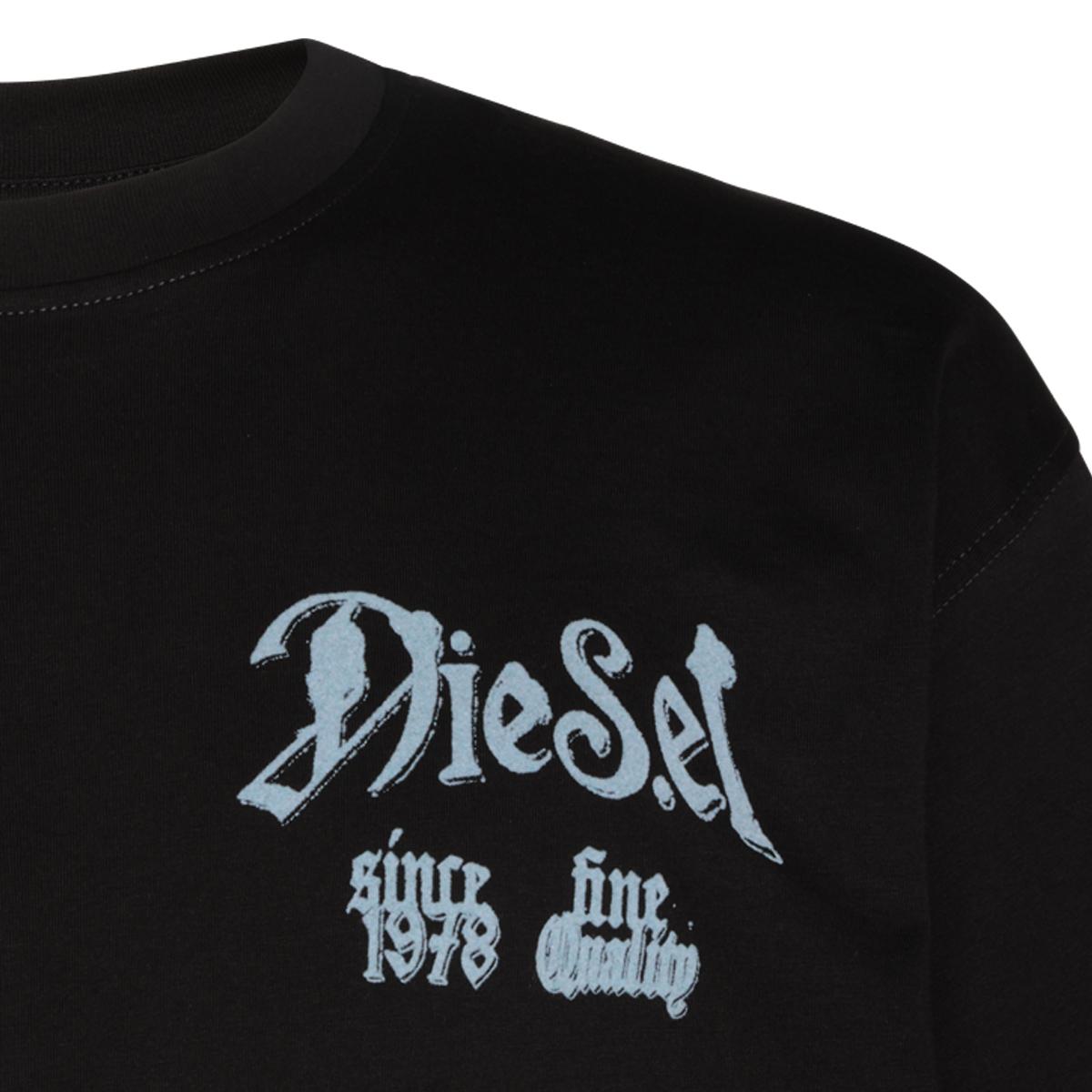DIESEL Short Sleeve Cotton T-Shirt Black Men's Top