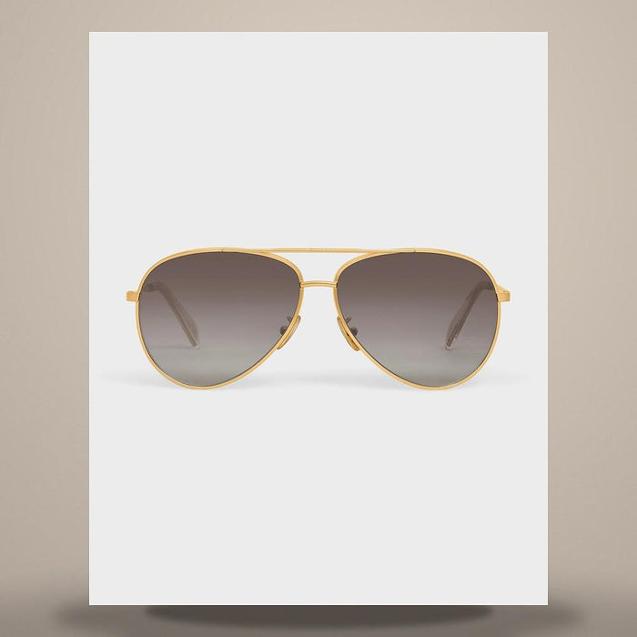 CELINE Metal Frame 01 Polarized Sunglasses Gold Gradient Grey Len 4S059CMEP 35SA