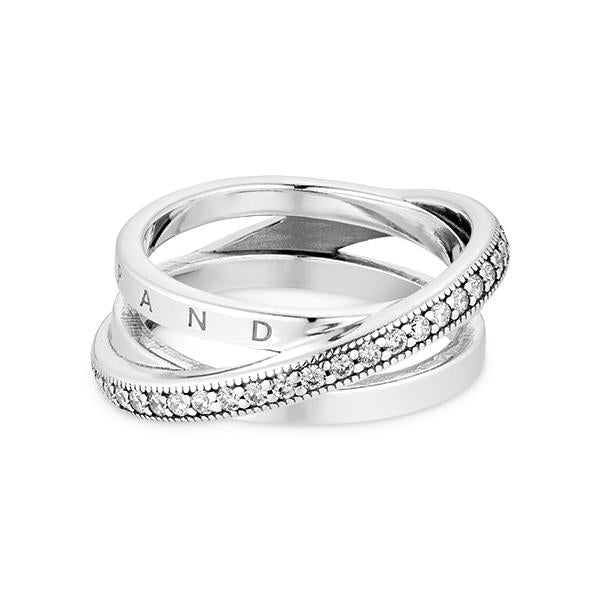 PANDORA Signature Crossover Pavé Triple Band Silver Ring 199057C01