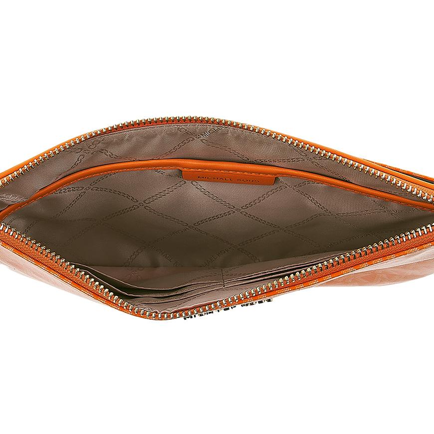 Michael Kors Logo Clutch Bag Women’s Brown Synthetic Zip Wristlet