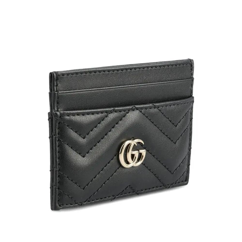 GUCCI GG Marmont Black Leather Card Holder Wallet