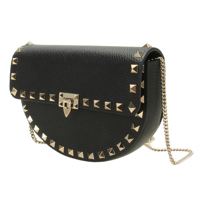 VALENTINO Mini Rockstud Leather Crossbody Bag Black 6W2P0AG8 VSH 0NO
