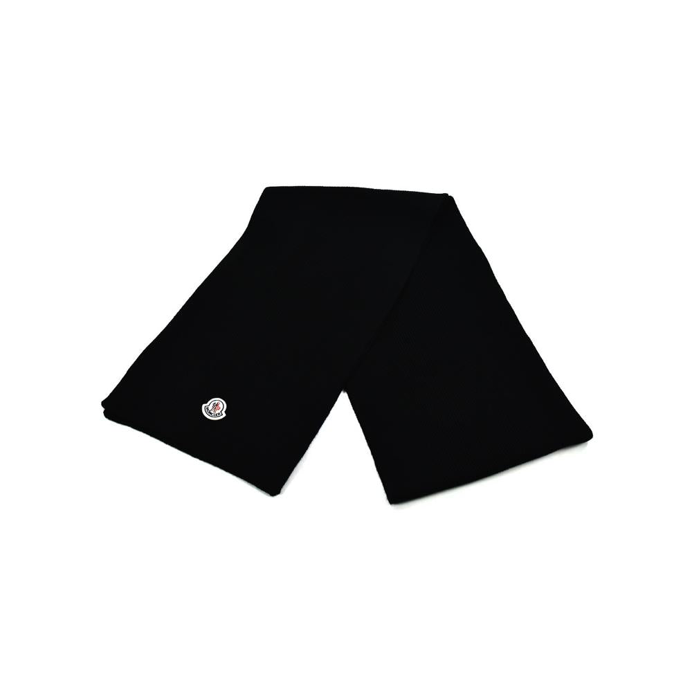 Moncler Logo Patch Wool Scarf Black 3C00018 A9342 999