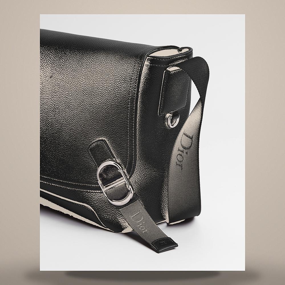 DIOR Black Grained Calfskin J’Adior Flap Strap Bag Medium Crossb 1DBME214MALH00N