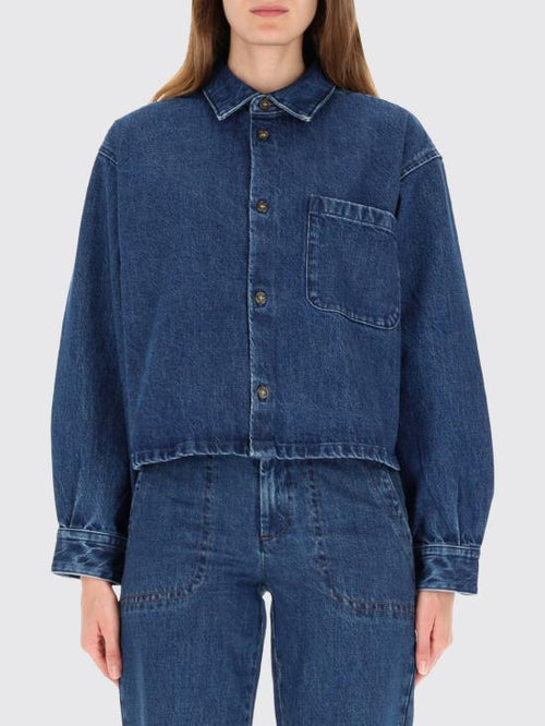 A.P.C. Denim Button-Up Shirt Jacket with Chest Pocket Navy F02895 IAL