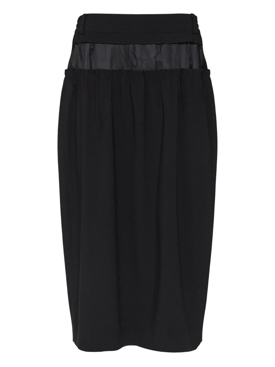 Maison Margiela Black Wool Long Midi Skirt