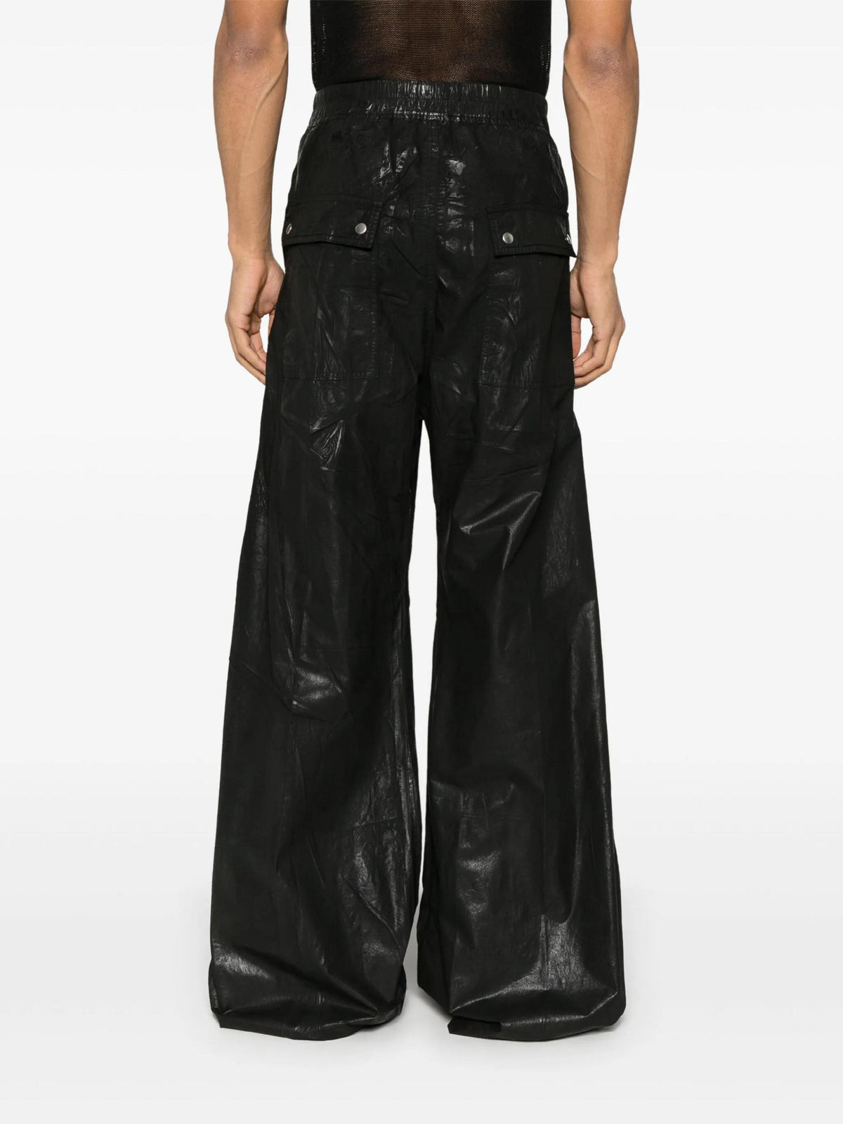 Rick Owens DRKSHDW Black Foil Cotton Poplin Sweatpants Joggers DU01E3378 PF 09