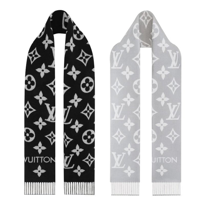 Louis Vuitton LV Essential Scarf Black Gray Navy Scarf