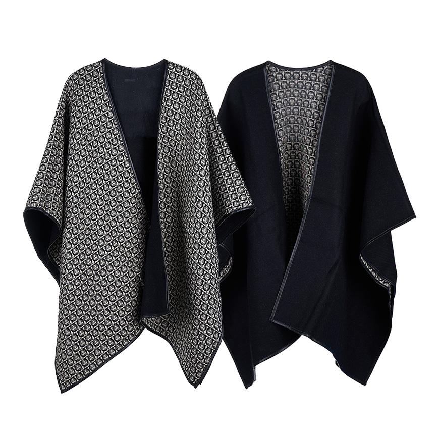 Ferragamo Reversible Gancini Cape Black Women’s Top