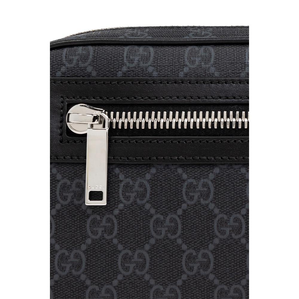 GUCCI GG Supreme Small Belt Bag Black Canvas Leather Hip Pack