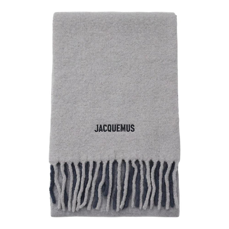 JACQUEMUS Le Chapeau Moissons Unisex Wool Scarf Gray