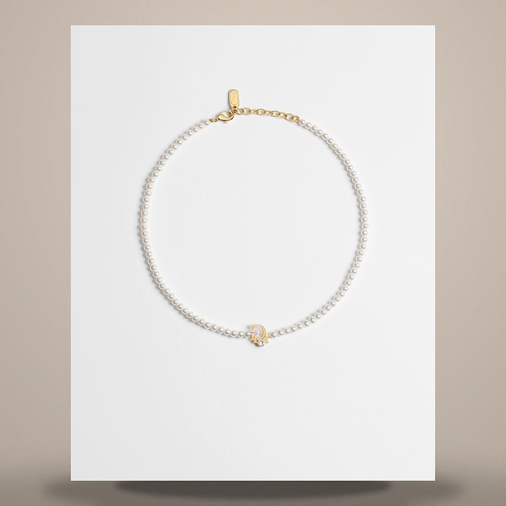 DIOR Precious Clover Necklace Gold-Tone Metal White Resin Pearl C N4065WOMLQD216