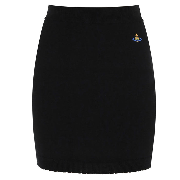 Vivienne Westwood Via Logo Embroidered Mini Skirt Black