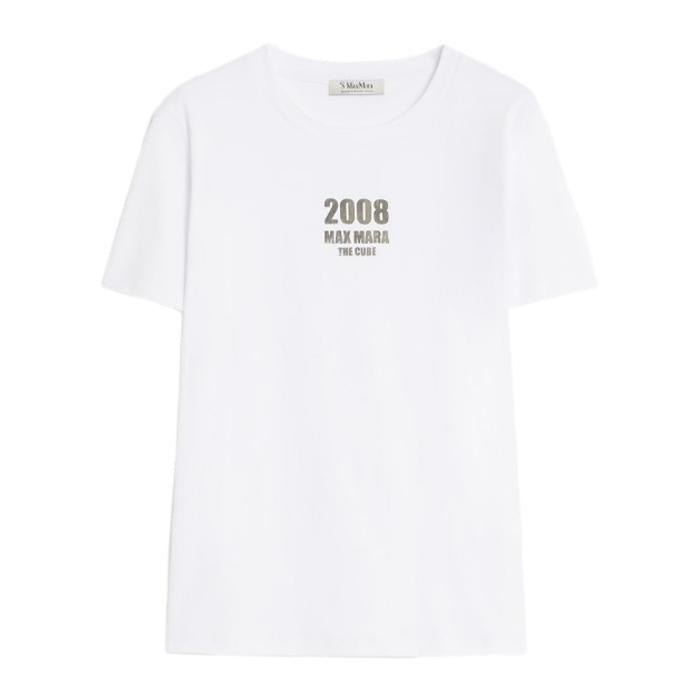 Max Mara QUIETO Logo Print Short Sleeve T-Shirt White