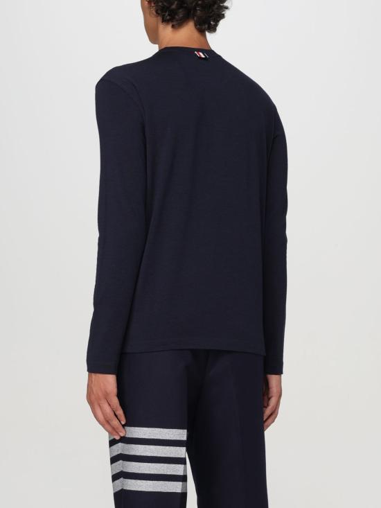 THOM BROWNE Round Neck Knit Sweater for Men MJS218A J0149 415 NAVY DOM