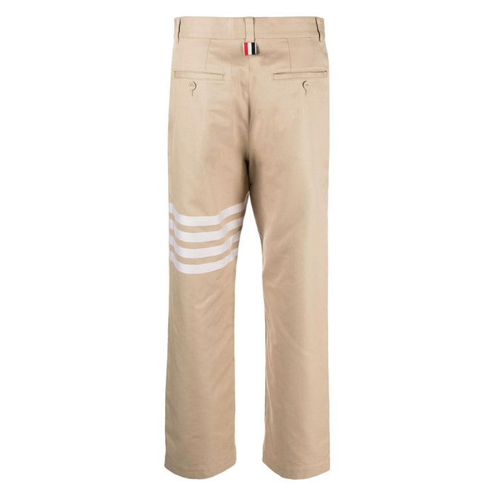 THOM BROWNE 4-Bar Straight Pants Beige Classic Trousers Men