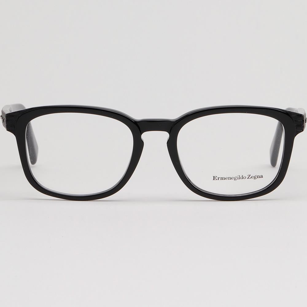 Zegna Black Acetate Square Eyeglass Frames Unisex