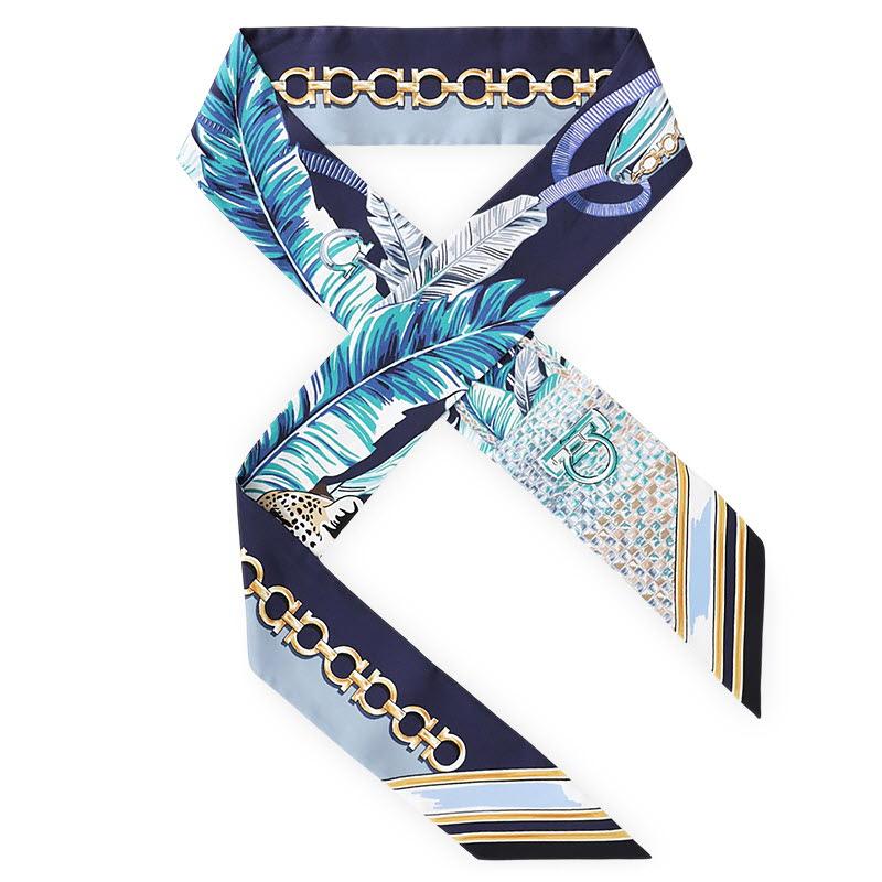 Ferragamo Women’s Fellini Print Silk Scarf Blue 321280 795098