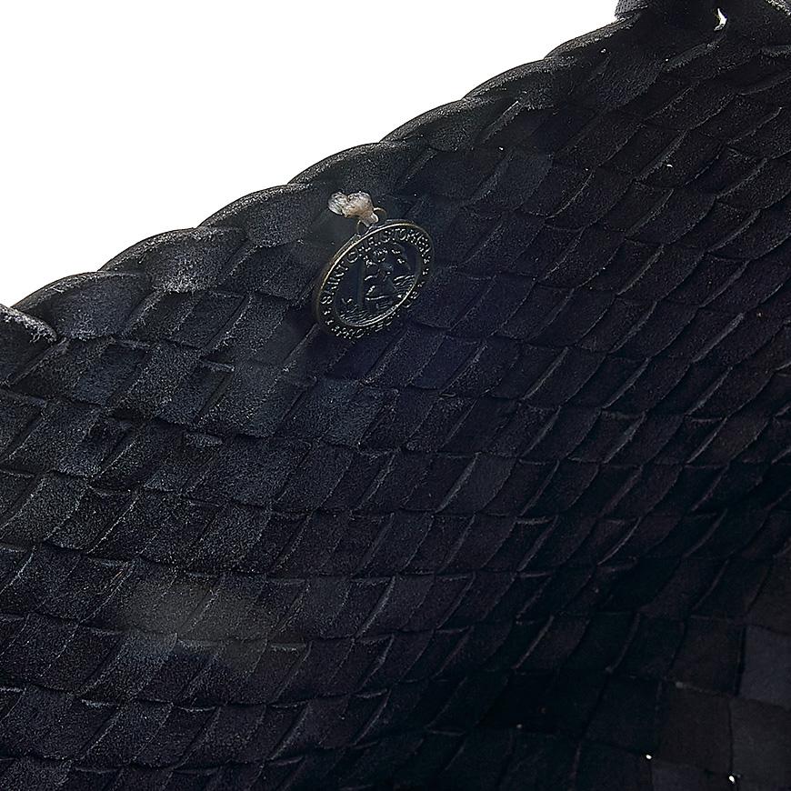 Dragon Diffusion Women's Santa Croce Small Woven Leather Tote Bag 8893 BLACK