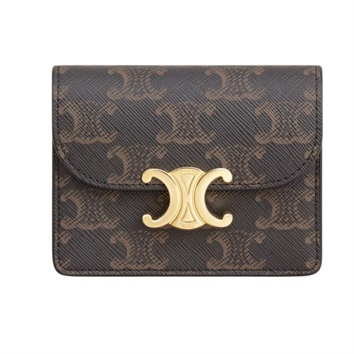 CELINE Triomphe Canvas Lambskin Card Wallet 10N062DB7 04LU