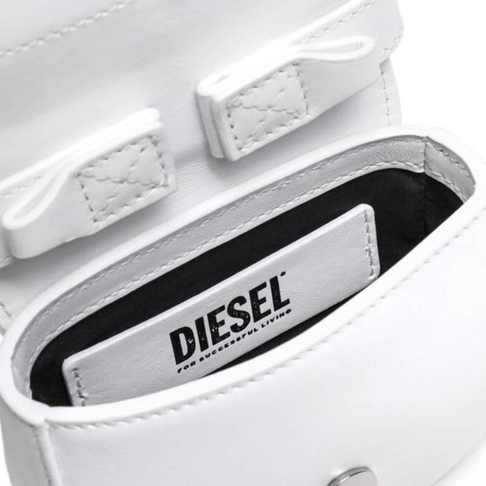 DIESEL White Leather 1DR Mini Plaque Crossbody Bag Handbag