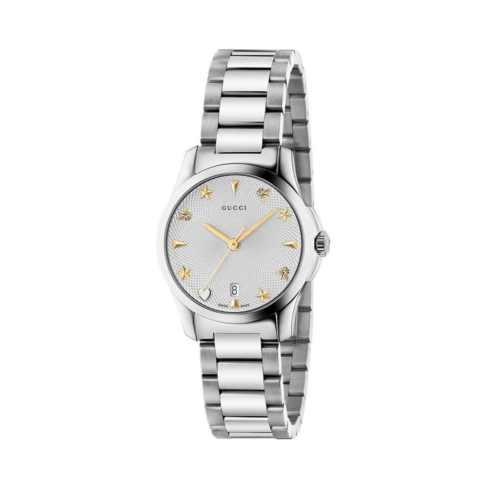 GUCCI Silver Stainless Steel G-Timeless Quartz Watch 27mm Women’s