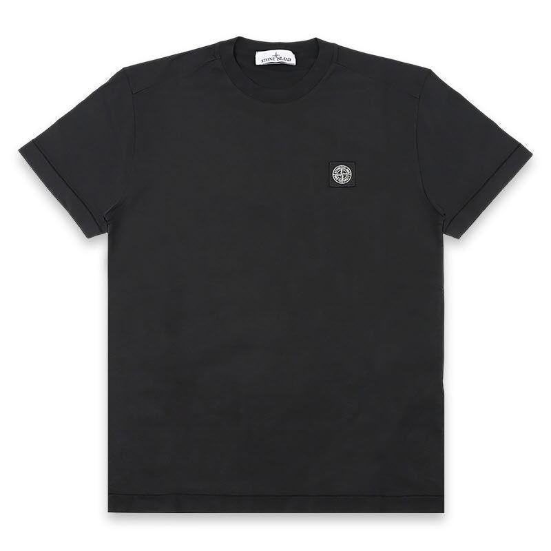 STONE ISLAND Men’s Logo Patch Crewneck Short Sleeve T-Shirt Black
