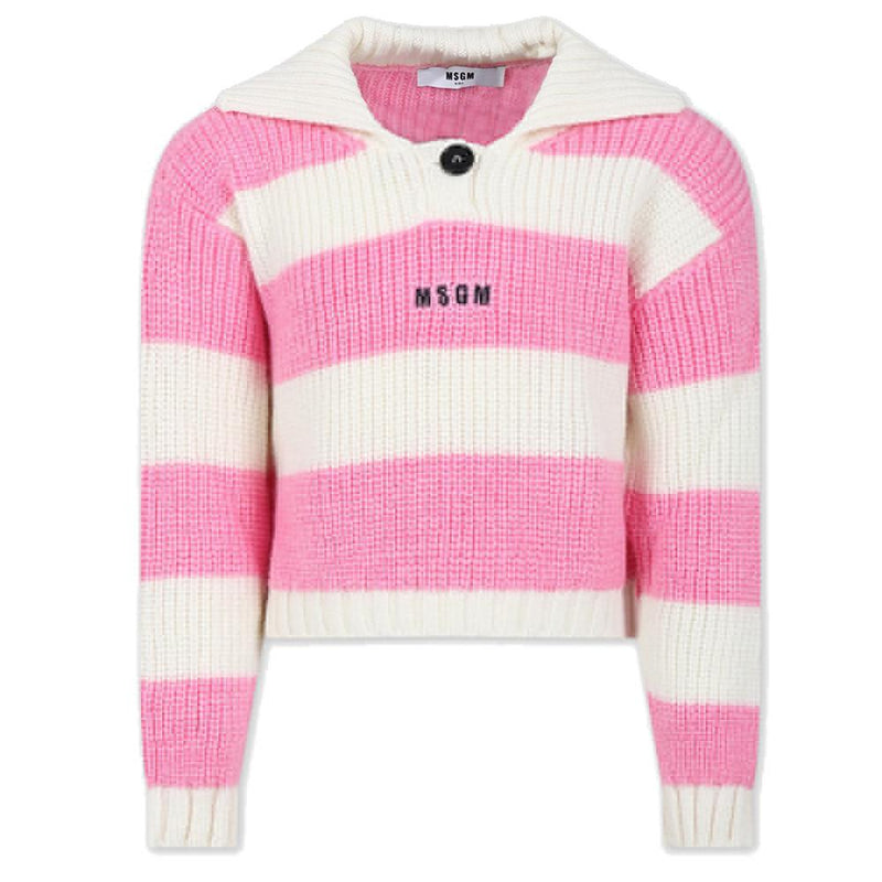 MSGM Women’s Striped Wool Round Neck Knit Sweater